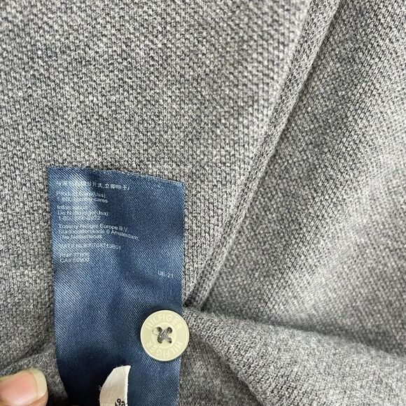 Tommy Hilfiger Men Large Polo Shirt Classic Fit Short Sleeve Gray - Picture 14 of 15